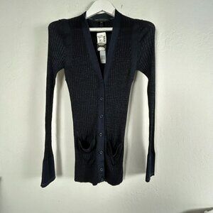 Marc by Marc Jacobs Women's Ribbed Knit Button Front Cardigan Black Medium NWT